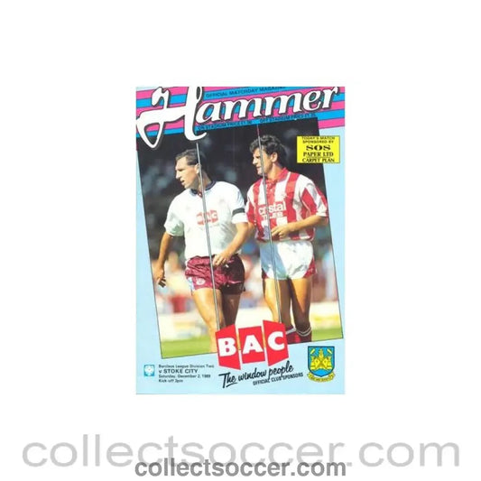 1989 - West Ham United v Stoke City official programme 02/12/1989 Football League - Collect Soccer