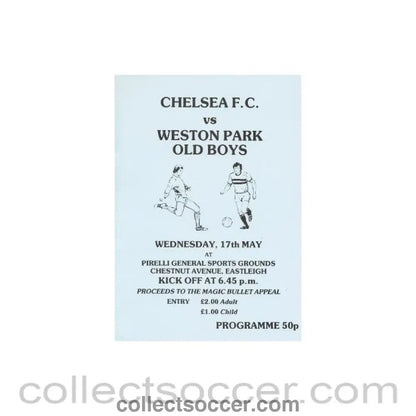 1989 - Weston Park Old Boys vChelsea official programme 17/05/1989 - Collect Soccer