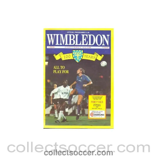 1989 - Wimbledon v Port Vale official programme 04/10/1989 - Collect Soccer