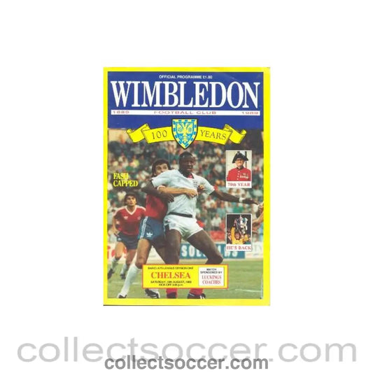 1989 - Wimbledon vChelsea official programme 19/08/1989 Wimbledon Centinary 1889-1989