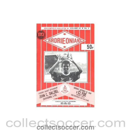 1990 - Airdrieonians v Clyde official programme 16/10/1990 B & Q Centenary League Cup - Collect Soccer