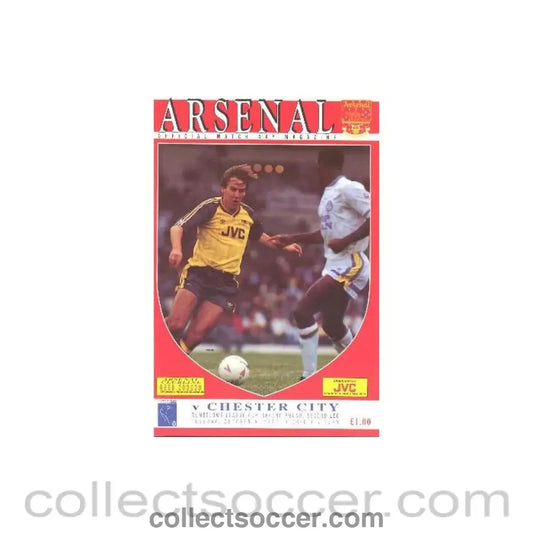 1990 - Arsenal v Chester official programme 09/10/1990 Rumbelows League Cup