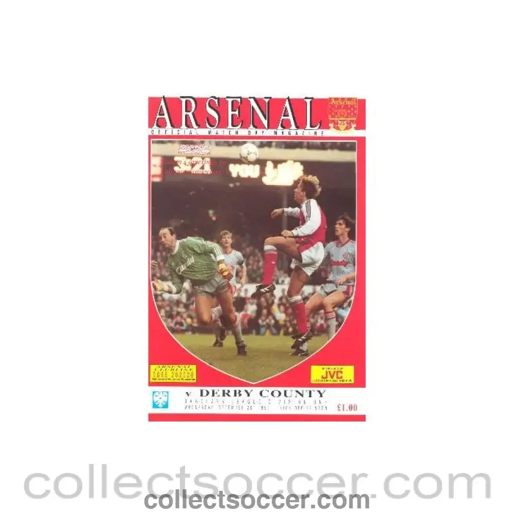 1990 - Arsenal v Derby County official programme 26/12/1990 League Cup