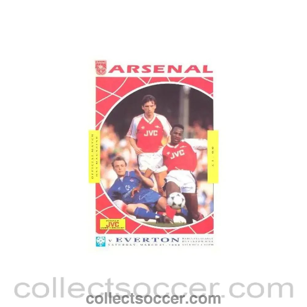 1990 - Arsenal v Everton official programme 31/03/1990 League Cup - Collect Soccer