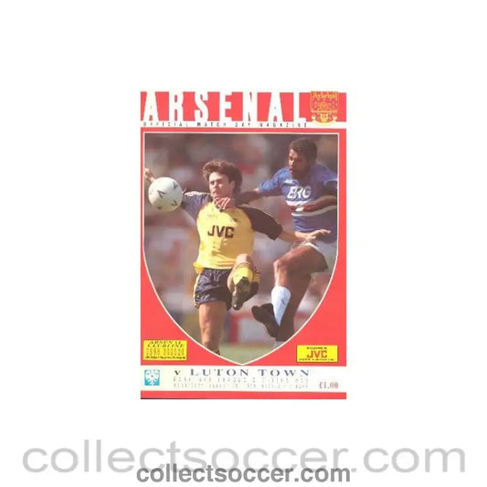1990 - Arsenal v Luton Town official programme 29/08/1990 League Cup
