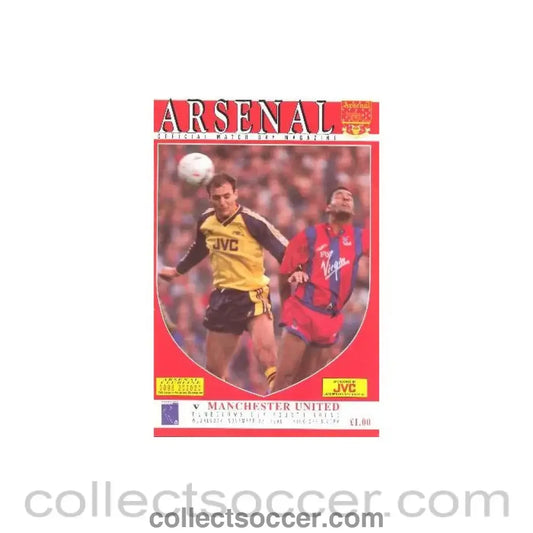 1990 - Arsenal v Manchester United official programme 28/11/1990 Rumbelows Cup