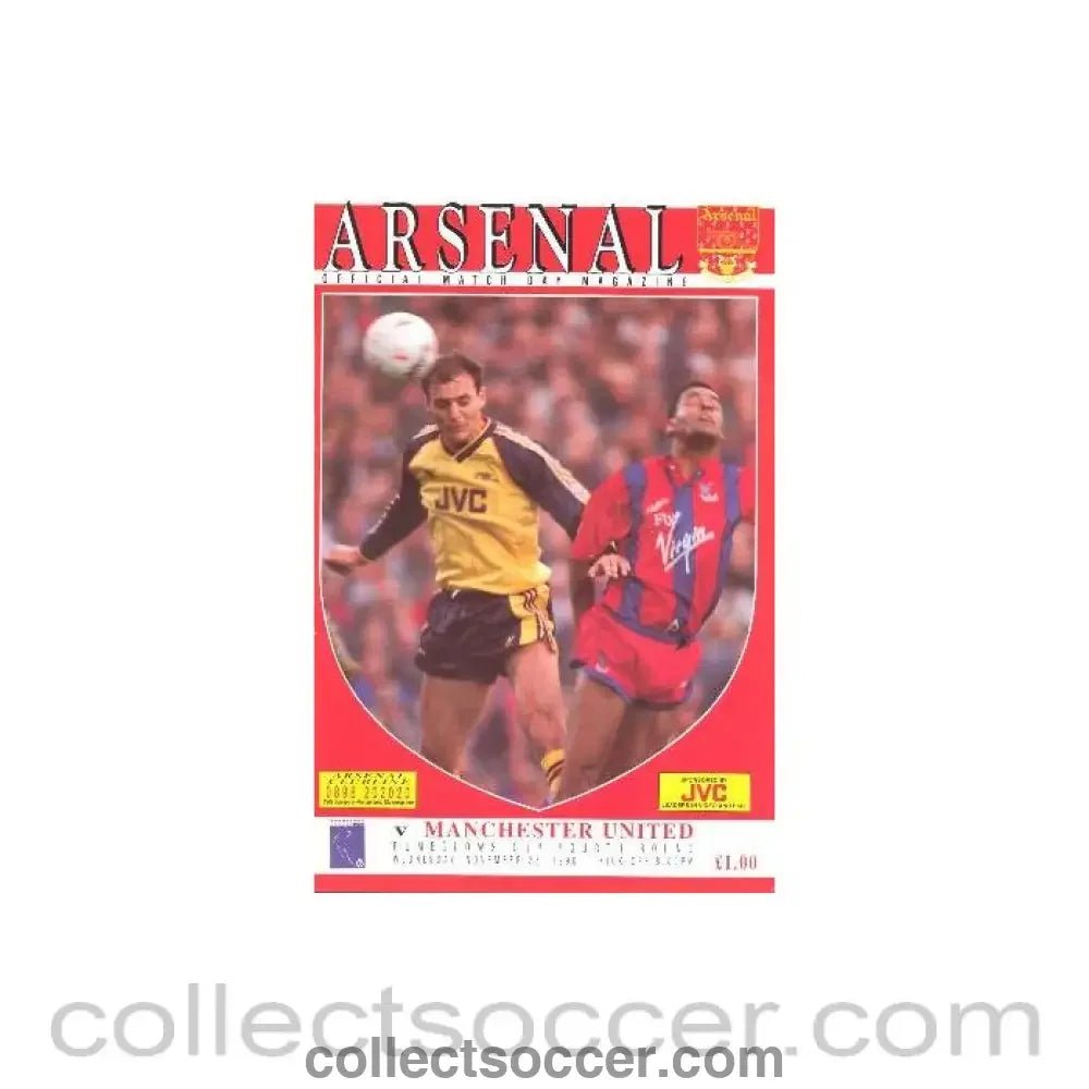 1990 - Arsenal v Manchester United official programme 28/11/1990 Rumbelows Cup - Collect Soccer