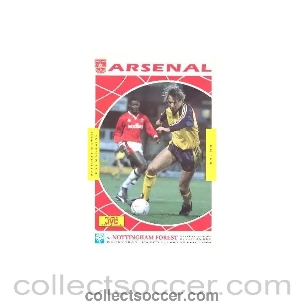 1990 - Arsenal v Nottingham Forest official programme 07/03/1990 League Cup - Collect Soccer