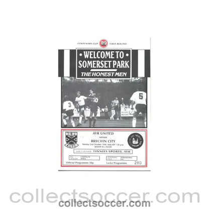 1990 - Ayr United v Brechin City official programme 02/10/1990 B & Q Centenary League - Collect Soccer