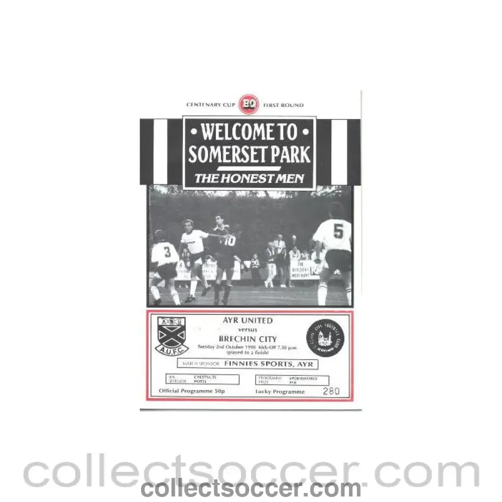 1990 - Ayr United v Brechin City official programme 02/10/1990 B & Q Centenary League - Collect Soccer