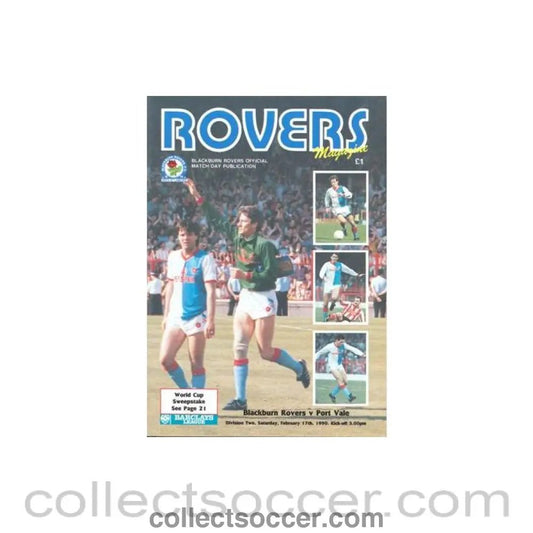 1990 - Blackburn Rovers v Port Vale official programme 17/02/1990 Football League - Collect Soccer