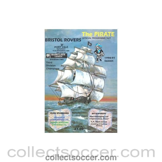 1990 - Bristol Rovers v Port Vale official programme 10/11/1990 Football League - Collect Soccer
