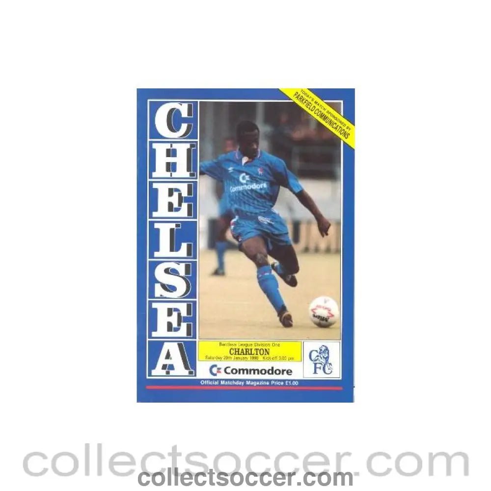 1990 - Chelsea v Charlton Athletic official programme 20/01/1990 - Collect Soccer