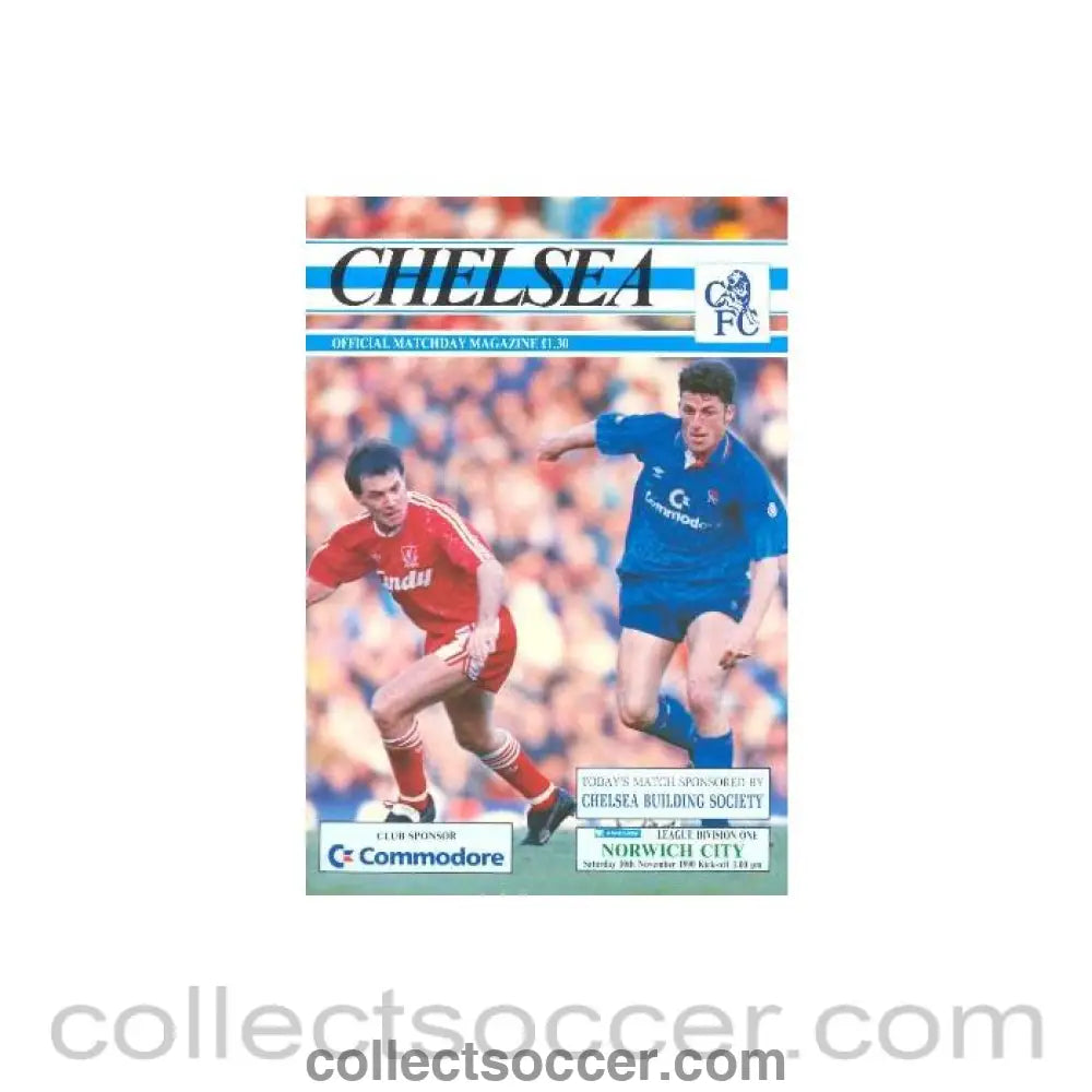 1990 - Chelsea v Norwich City official programme 10/11/1990