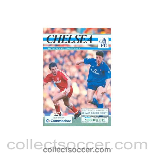 1990 - Chelsea v Norwich City official programme 10/11/1990