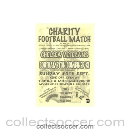 1990 - Chelsea Veterans v Southampton Combined XI official programme 30/09/1990 - Collect Soccer