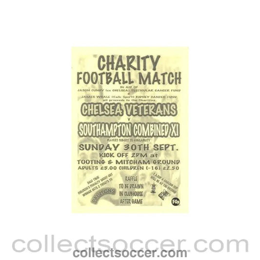 1990 - Chelsea Veterans v Southampton Combined XI official programme 30/09/1990 - Collect Soccer