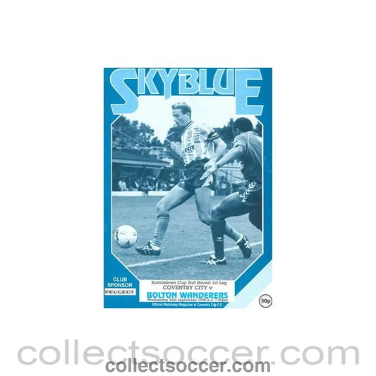 1990 - Coventry City v Bolton Wanderers official programme 26/09/1990 Rumbelows Cup - Collect Soccer
