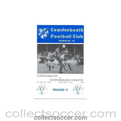 1990 - Cowdenbeath v Dunfermline Athletic official programme 24/02/1990 Tennent's Scottish Cup - Collect Soccer