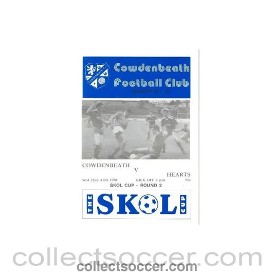 1990 - Cowdenbeath v Heart of Midlothian official programme 22/08/1990 Skol Cup - Collect Soccer