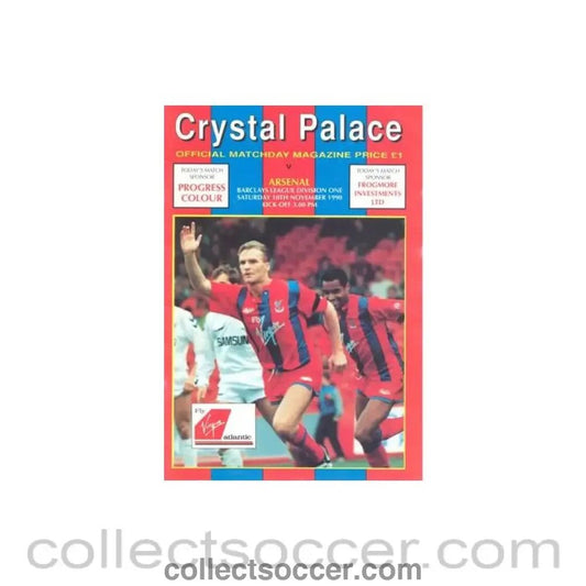 1990 - Crystal Palace v Arsenal official programme 10/11/1990 Football League - Collect Soccer