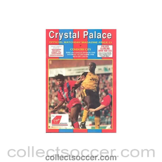 1990 - Crystal Palace v Coventry City official programme 01/12/1990 Football League - Collect Soccer