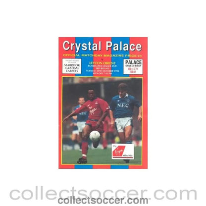 1990 - Crystal Palace v Leyton Orient official programme 30/10/1990 Football League - Collect Soccer