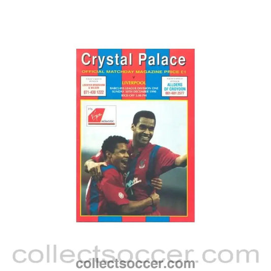 1990 - Crystal Palace v Liverpool official programme 30/12/1990 Football League - Collect Soccer