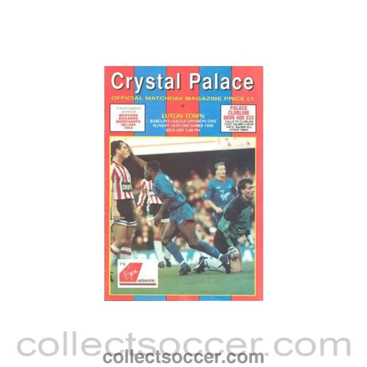1990 - Crystal Palace v Luton Town official programme 16/12/1990 Football League - Collect Soccer