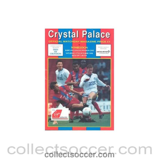1990 - Crystal Palace v Wimbledon official programme 27/10/1990 Football League - Collect Soccer