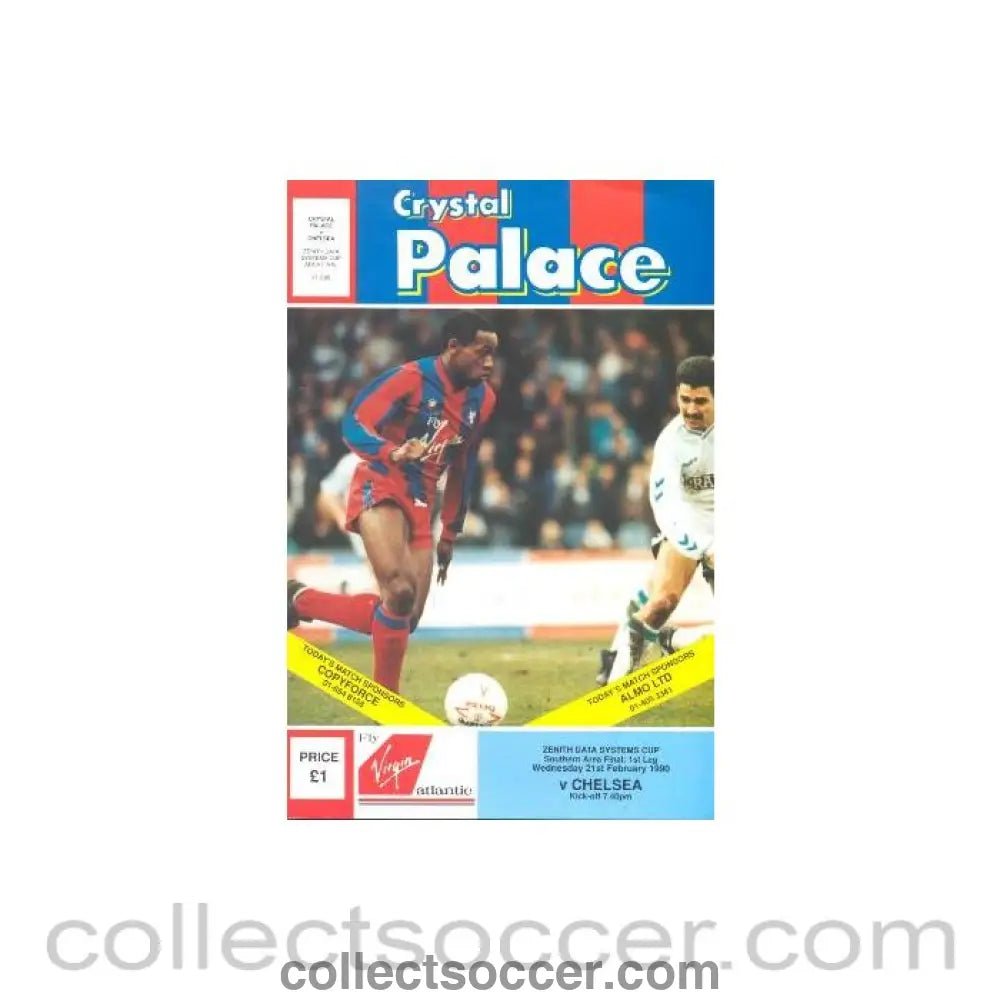 1990 - Crystal Palace vChelsea official programme 21/02/1990 - Collect Soccer