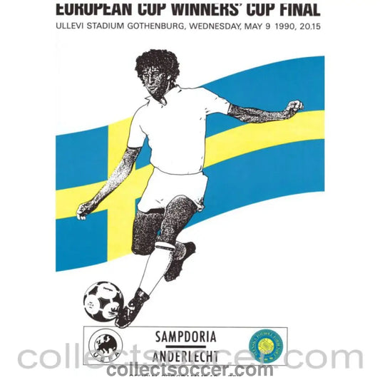 1990 Cup Winners Cup Final Official Programme Sampdoria v Anderlecht - Collect Soccer