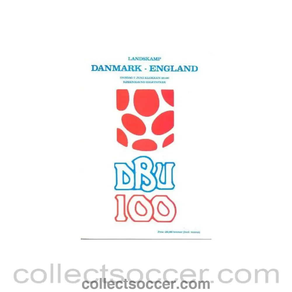 1990 Denmark v England official programme 07/06/1990