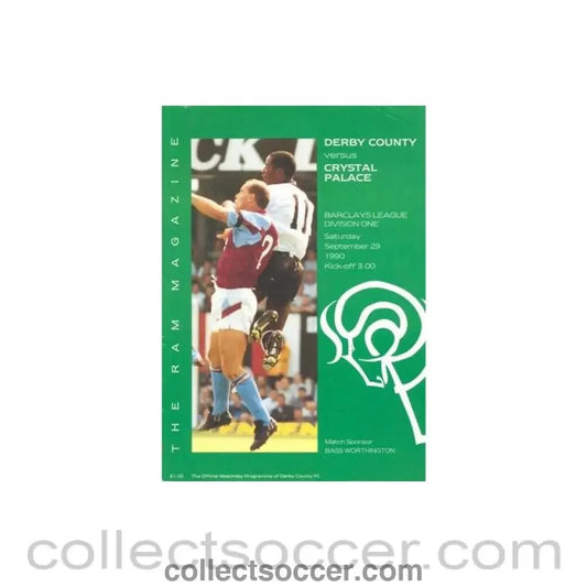 1990 - Derby County v Crystal Palace official programme 29/09/1990 - Collect Soccer