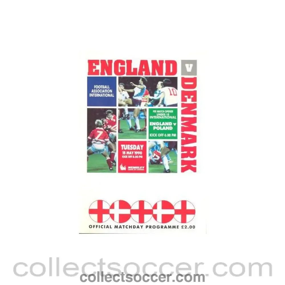 1990 England v Denmark official programme 15/05/1990 - Collect Soccer