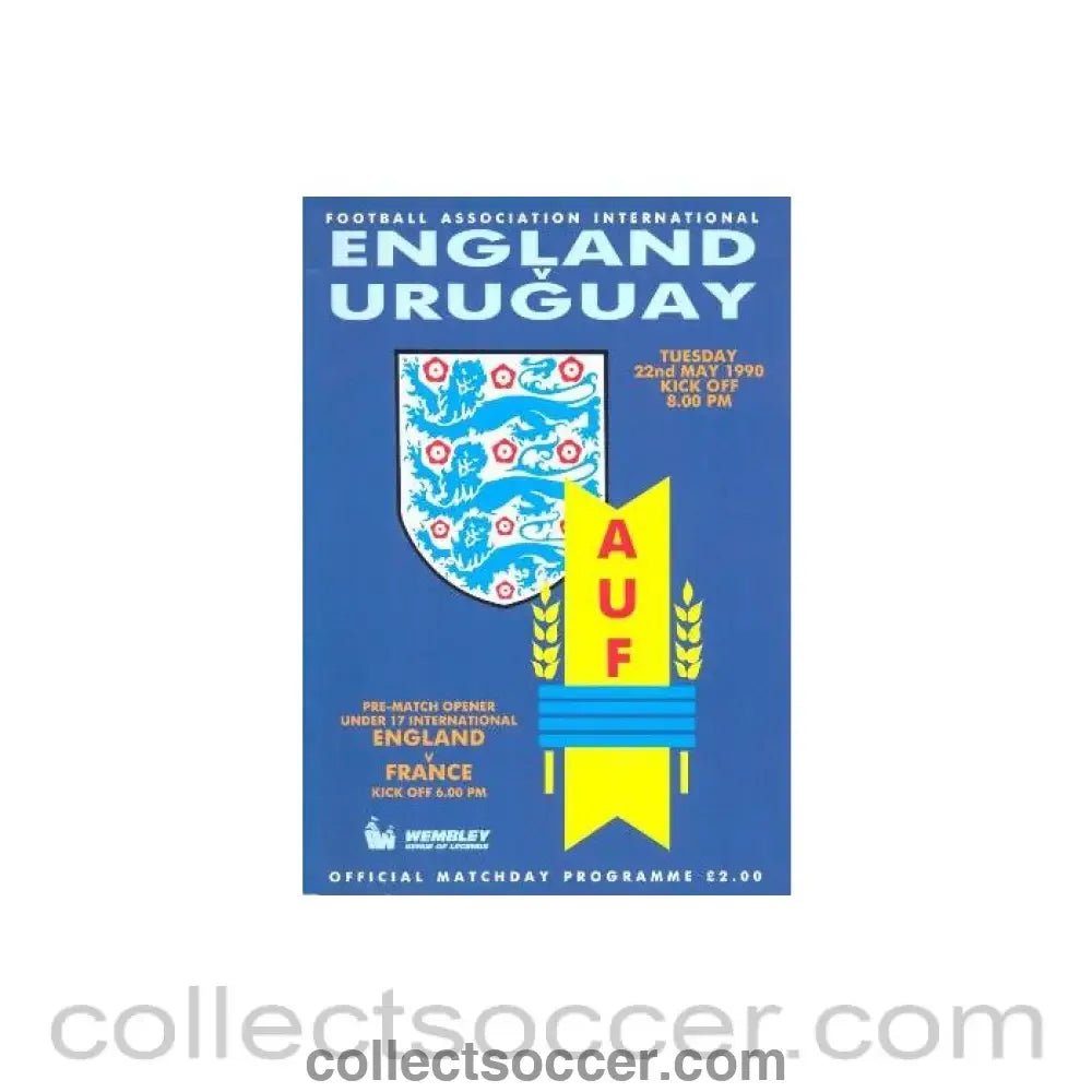 1990 England v Uruguay official programme 22/05/1990 - Collect Soccer