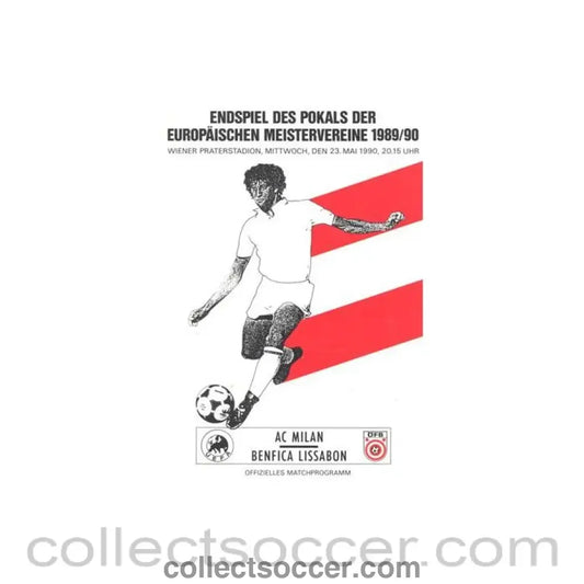 1990 European Cup Final Programme Milan v Benfica Vienna Issue