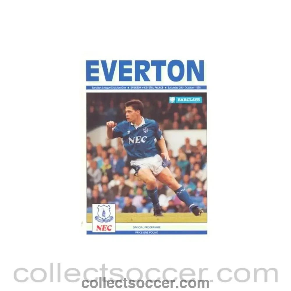 1990 - Everton v Crystal Palace official programme 20/10/1990 - Collect Soccer
