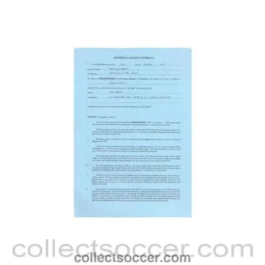 1990 - Football League Player Contract between Paul Musker and Wigan Athletic of 29/10/1990