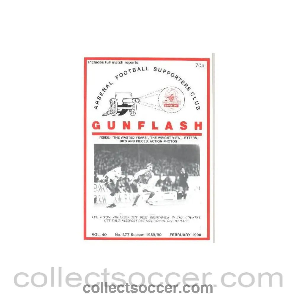 1990 - Gunflash - Arsenal fanzine No: 377 of February 1990 - Collect Soccer
