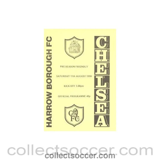1990 - Harrow Borough vChelsea official programme 11/08/1990