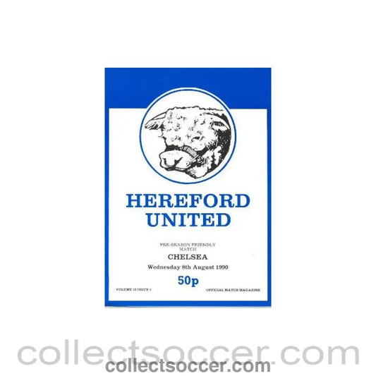 1990 - Hereford United v Chelsea official programme 08/08/1990