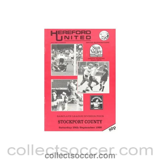 1990 - Hereford United v Stockport County official programme 29/09/1990 Football League - Collect Soccer