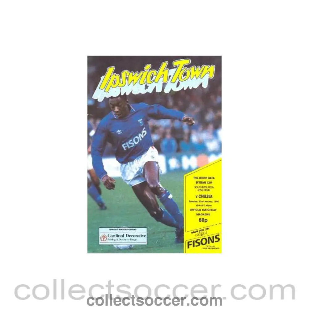 1990 - Ipswich Town vChelsea official programme 23/01/1990 The Zenith Data Systems Cup Semi-Final