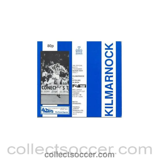 1990 - Kilmarnock v Stirling Albion official programme 02/10/1990 B & Q League - Collect Soccer