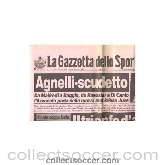 1990 - La Gazzetta Dello Sport - Italian newspaper of 16/05/1990 covering the match Fiorentina v Juventus