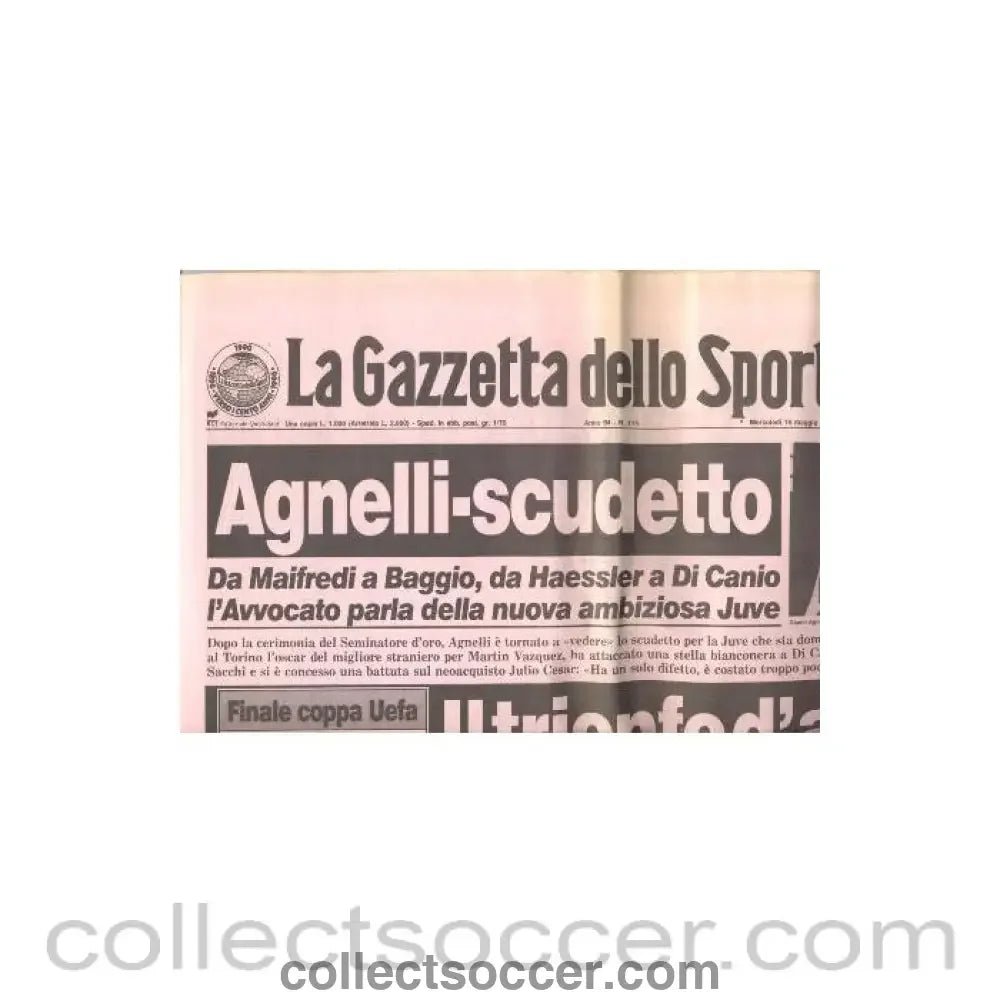 1990 - La Gazzetta Dello Sport - Italian newspaper of 16/05/1990, covering the match Fiorentina v Juventus - Collect Soccer