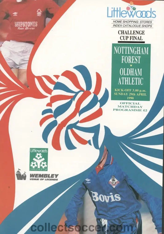 1990 League Cup Final Programme Nottingham Forest v Oldham Athletic - Collect Soccer