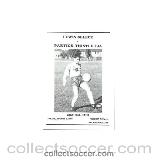 1990 - Lewes Select v Partick Thistle official programme 03/08/1990 Friendly - Collect Soccer