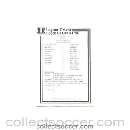 1990 - Leyton Orient vChelsea official programme 17/08/1990 - Collect Soccer